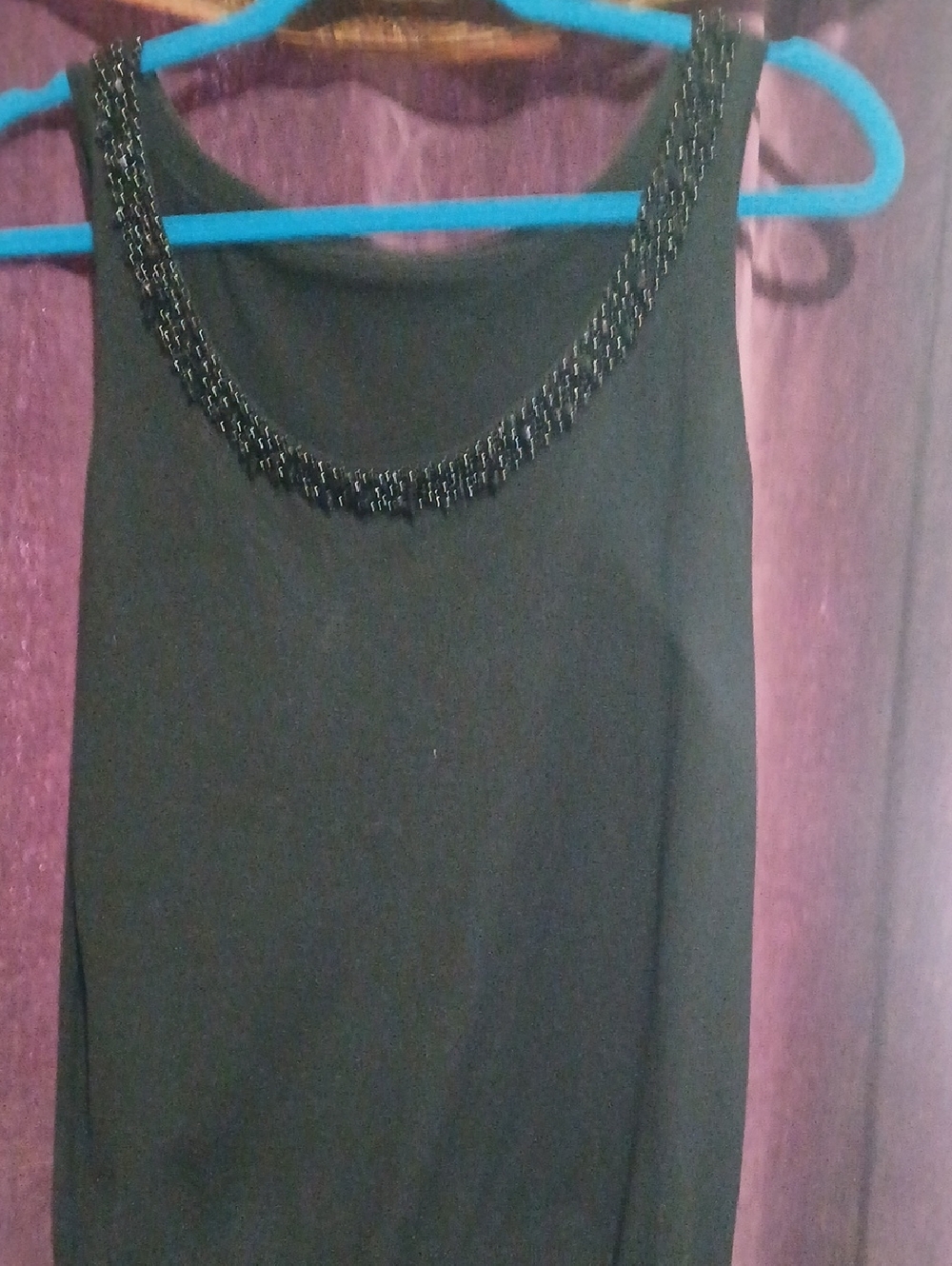 Black Beaded Neckline Sleeveless Top